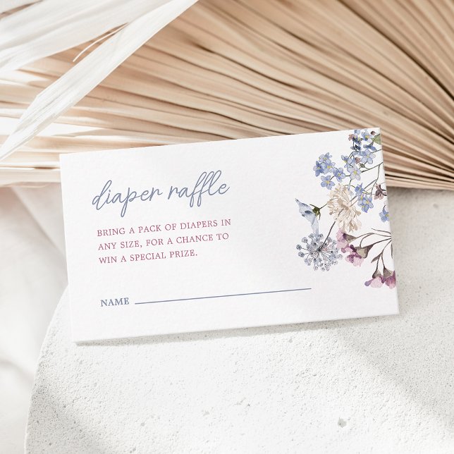 Carte D'accompagnement Violet Vintage Fleur sauvage Déchets Raffle (Violet Vintage Wildflower Diaper Raffle Enclosure Card)