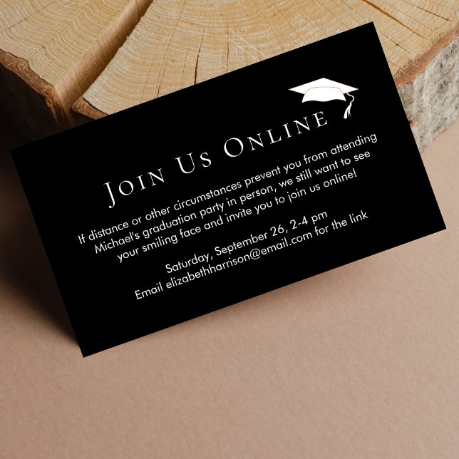 Carte D'accompagnement Virtual Online Graduation Party Noir (Créateur téléchargé)