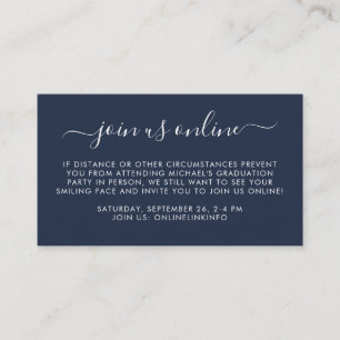 Carte D'accompagnement Virtual Online Option Blue Graduation Party
