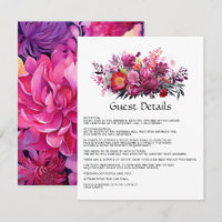 Viva Magenta Floral Mariage Détails sur l'invité