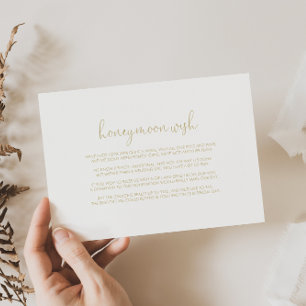 Carte D'accompagnement Vœu de lune de miel écriture fantaisie amour or