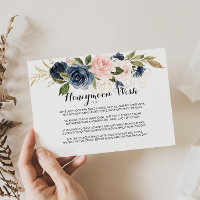 Vœu de lune de miel floral Navy bleu rose Or