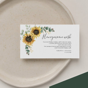 Carte D'accompagnement Vœu de lune de miel tournesol eucalyptus mariage