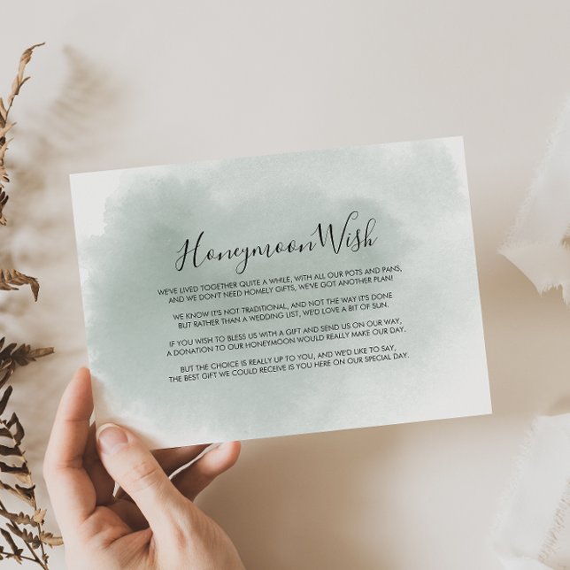 Carte D'accompagnement Vœu de lune de miel vert calligraphie blanche   (Créateur téléchargé)
