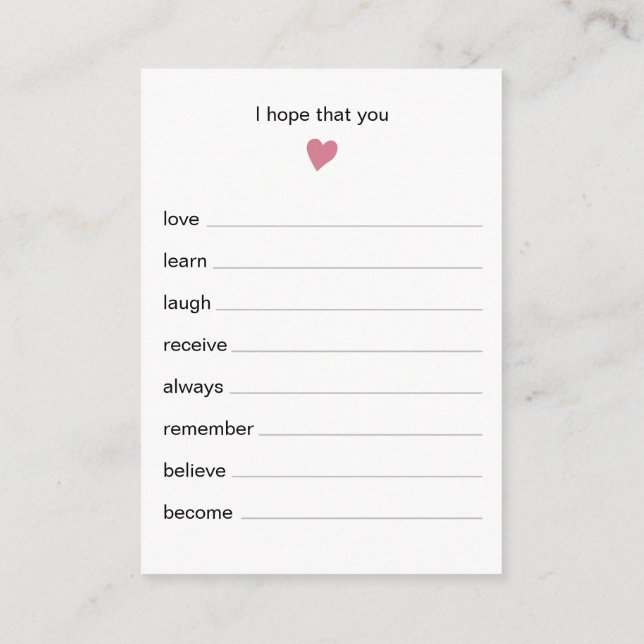 Carte D'accompagnement Voeux Chic Pour Baby Girl Douche Jeu (Dos)