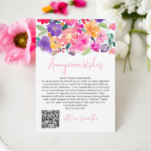 Carte D'accompagnement Vœux de lune de miel en aquarelle florale rose gra