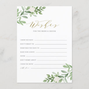 Carte D'accompagnement Vœux de verdure et de fleurs blanches pour la mari