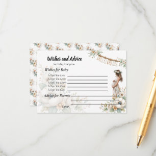 Carte D'accompagnement Vœux et conseils de baby shower floraux rustiques