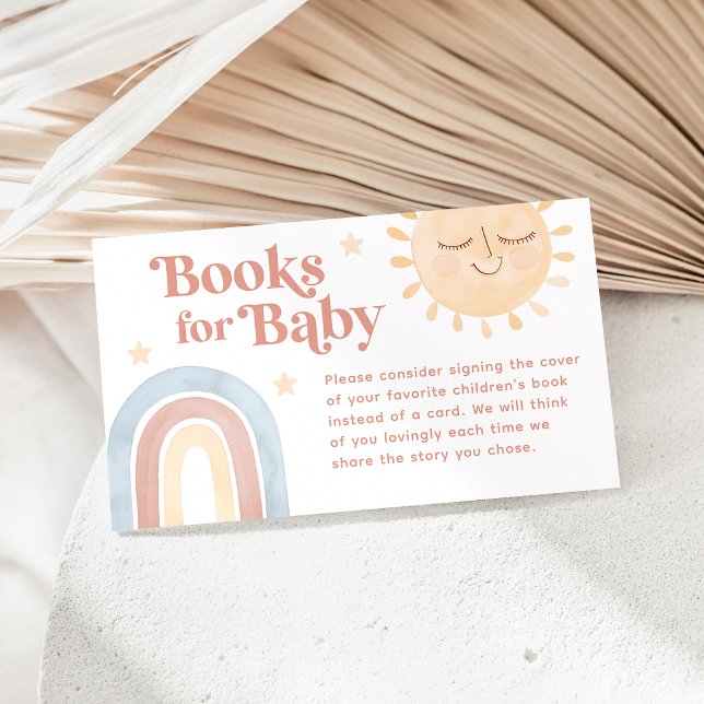 Carte D'accompagnement Voici le Baby shower du Fils | Livres pour bébé (Here Comes the Son Baby Shower | Books for Baby Enclosure Card)