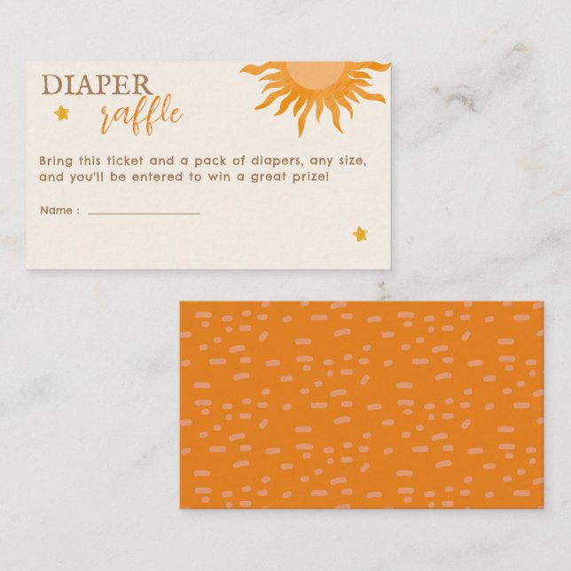 Carte D'accompagnement Voici le fils Diaper Raffle Baby shower (Devant / Derrière)