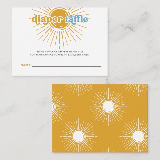 Carte D'accompagnement Voici le fils retro Baby shower Diaper Raffle (Devant / Derrière)