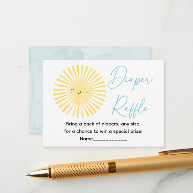 Carte D'accompagnement Voici le Son Sunshine Diaper Raffle (Devant/Arrière en situation)