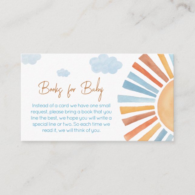 Carte D'accompagnement Voici les livres du Baby shower Sun pour bébé (Devant)