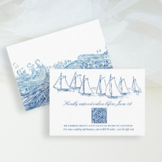 Carte D'accompagnement Voilier et Vagues Mariage en ligne RSVP QR Code