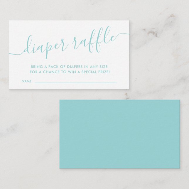 Carte D'accompagnement Voiture Aqua Blue Baby Diaper Raffle Enfermé (Devant / Derrière)