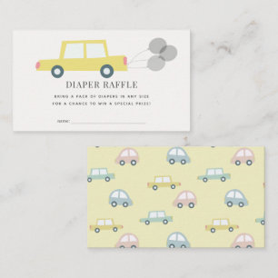 Carte D'accompagnement Voiture avec Balloons Yellow Diaper Raffle Ticket