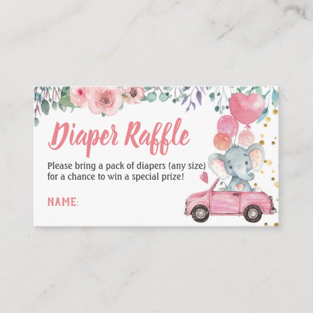 Carte D'accompagnement Volet rose par Baby shower Déchet Raffle Ticket (Devant)