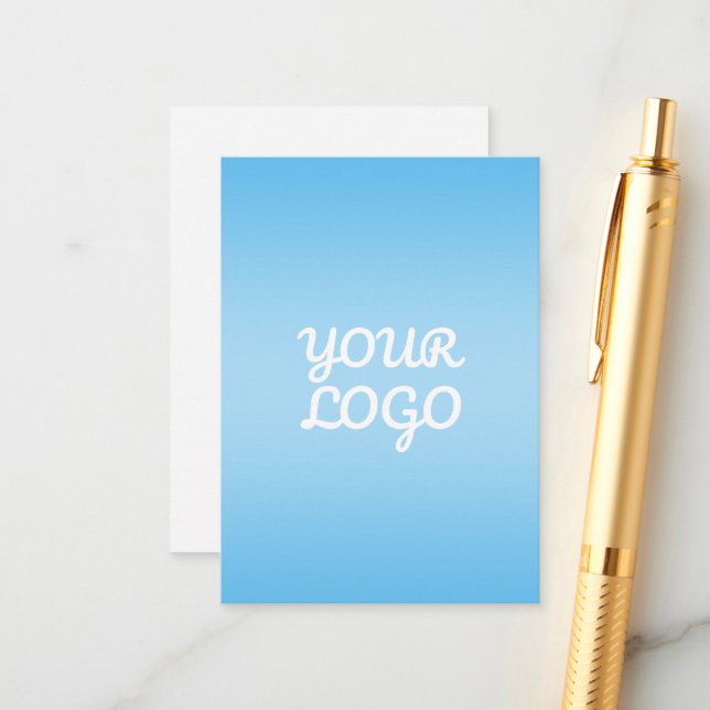 Carte D'accompagnement Votre logo & ombre simple moderne | Bleu clair (Devant/Arrière en situation)