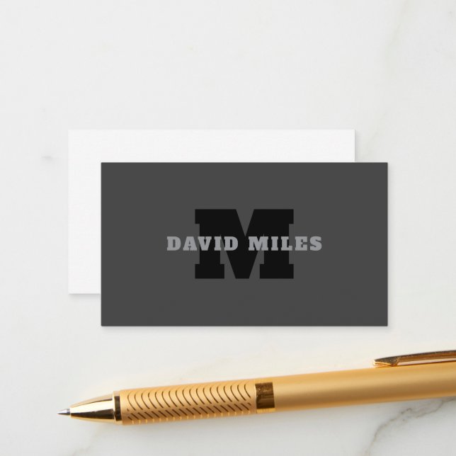 Carte D'accompagnement Votre nom ou nom commercial | Masculine moderne Gr (Devant/Arrière en situation)