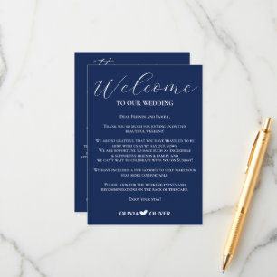 Carte D'accompagnement Voyage de fin de semaine de mariage bleu marine