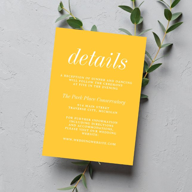 Carte D'accompagnement Vrai Simplicité 2 Marigold Jaune Mariage minimal (Créateur téléchargé)