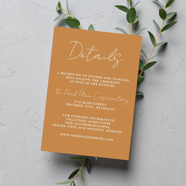 Carte D'accompagnement Vrai Simplicité 3 Script Minimal Mariage Apricot (Créateur téléchargé)