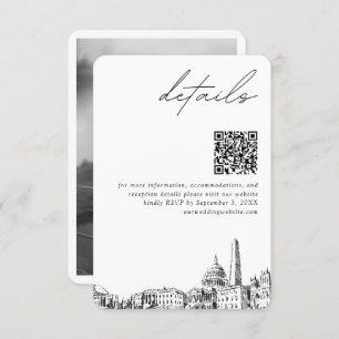 Carte D'accompagnement Washington DC Mariage Détails modernes QR Code
