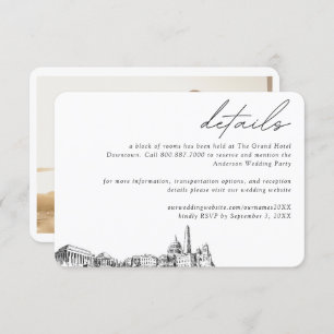 Carte D'accompagnement Washington DC Mariage Hotel Détails du bloc de cha