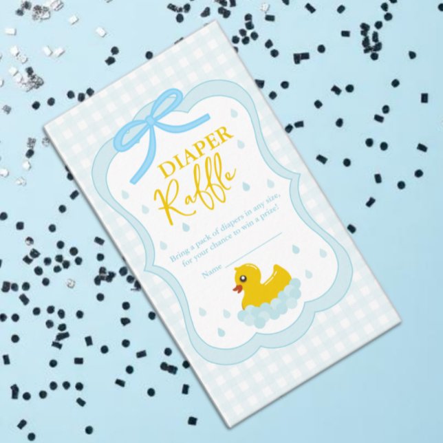 Carte D'accompagnement Water Droplets Gingham Baby Shower Diaper Raffle (Créateur téléchargé)