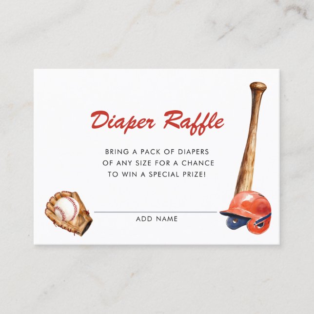 Carte D'accompagnement Watercolor Baseball Baby Shower Diaper Raffle (Devant)
