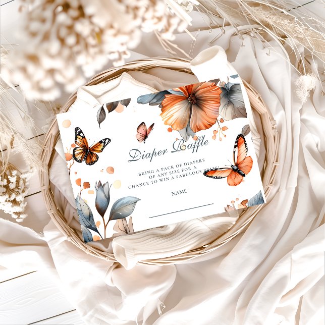 Carte D'accompagnement Watercolor Butterfly Bloom Diapper Raffle (Créateur téléchargé)