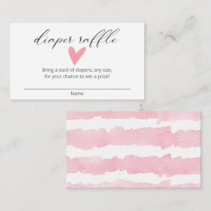 Carte D'accompagnement Watercolor coeur rose moderne diaper billets de to