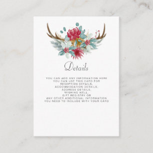Carte D'accompagnement Watercolor Deer Floral Antler Pine Mariage d'hiver