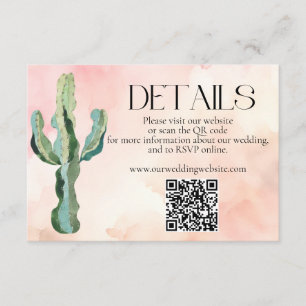 Carte D'accompagnement Watercolor Desert Cactus QR Code Détails du Mariag