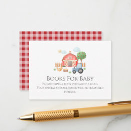 Carte D'accompagnement Watercolor Farm Animals Baby Shower Books for Baby