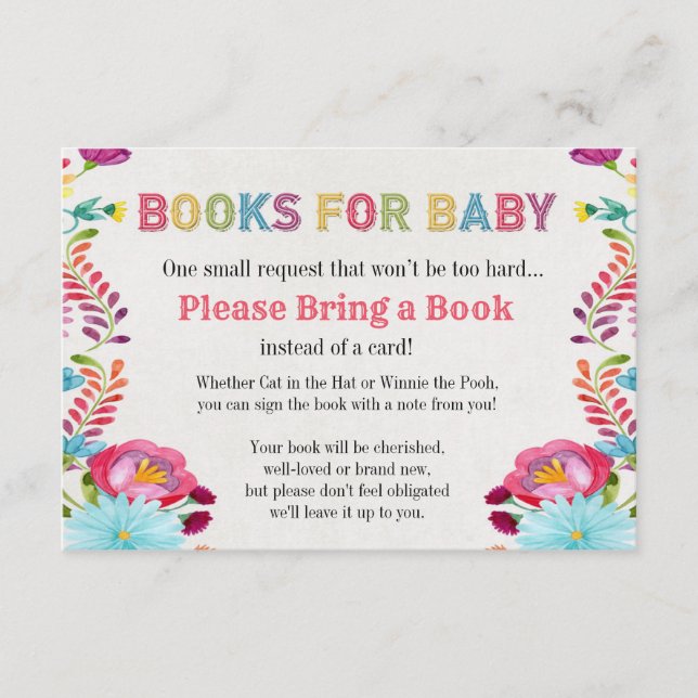 Carte D'accompagnement Watercolor Fiesta Livres mexicains pour Baby Card (Devant)