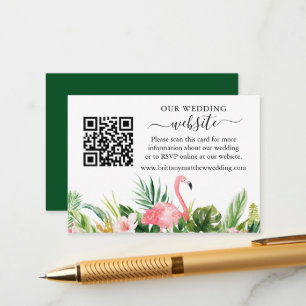 Carte D'accompagnement Watercolor Floral Flamant rose site Mariage QR