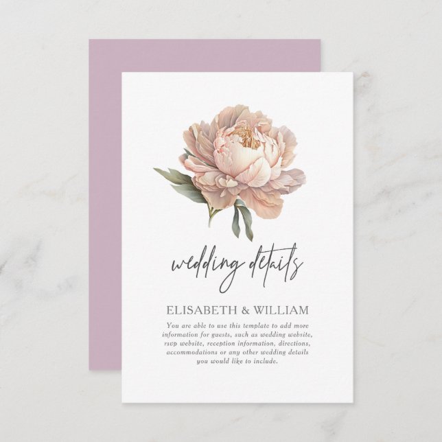 Carte D'accompagnement Watercolor Garden Détails du mariage (Devant / Derrière)