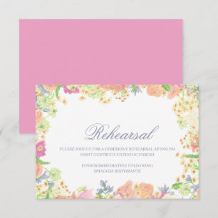 Carte D'accompagnement Watercolor Garden Party Floral Crest Mariage