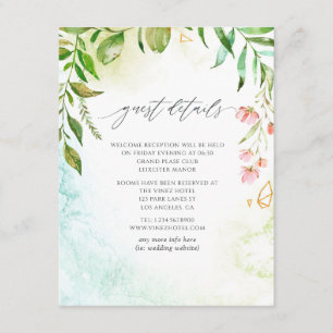 Carte D'accompagnement Watercolor Greenery Crystal Mariage Détails du cli