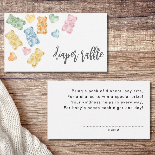 Carte D'accompagnement Watercolor Gummy Bears Baby Shower Diaper Raffle (Créateur téléchargé)