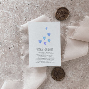 Carte D'accompagnement Watercolor Hearts Boy Baby shower Livres pour bébé