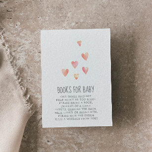 Carte D'accompagnement Watercolor Hearts Girl Baby shower Livres pour béb