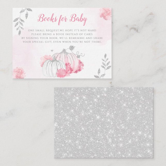 Carte D'accompagnement Watercolor Little Citrouille Rose Gold Livres pour (Devant / Derrière)