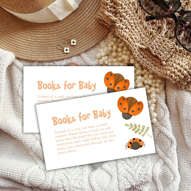Carte D'accompagnement Watercolor Little Ladybug Livres Pour Baby shower (Watercolor Little Ladybug Books For Baby Shower Enclosure Card)