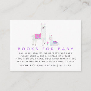 Carte D'accompagnement Watercolor Llama thème Baby shower Livres pour béb
