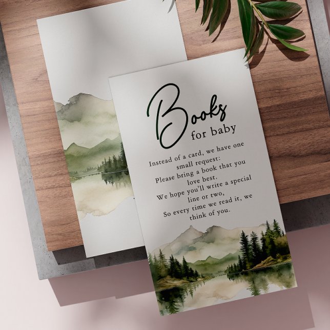 Carte D'accompagnement Watercolor Mountains Livres Pour Baby Baby shower (Créateur téléchargé)