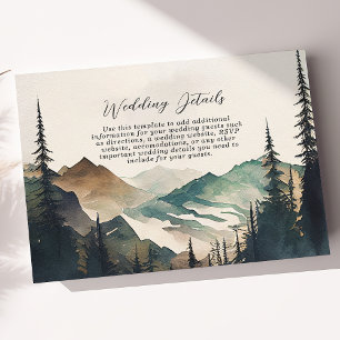 Carte D'accompagnement Watercolor Mountains Pine Forest Détails du Mariag