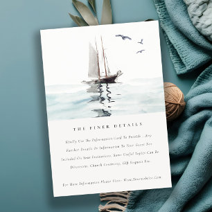 Carte D'accompagnement Watercolor Nautical Sailing Yacht Détails du Maria