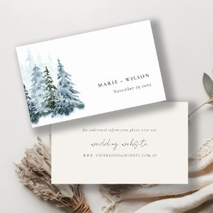 Carte D'accompagnement Watercolor Neige Hiver Forêt de pin Site Mariage